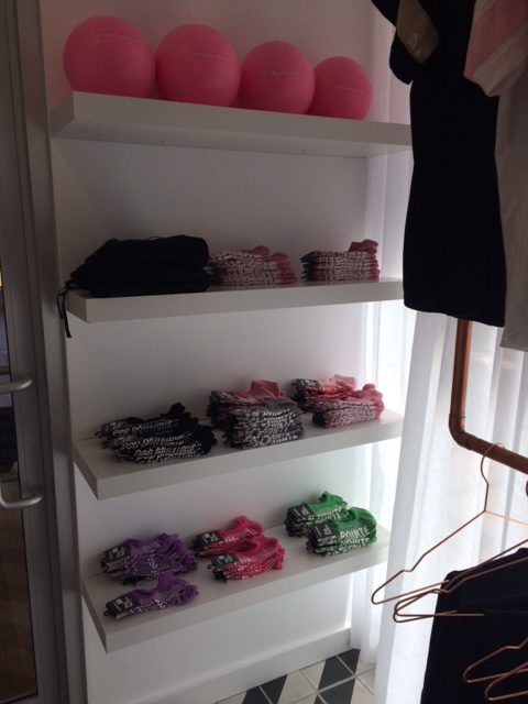 An image of Pop Physique socks available to purchase at the Toronto studio location.