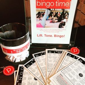 Bingo cards from a Pure Barre challenge at Pure Barre Chandler