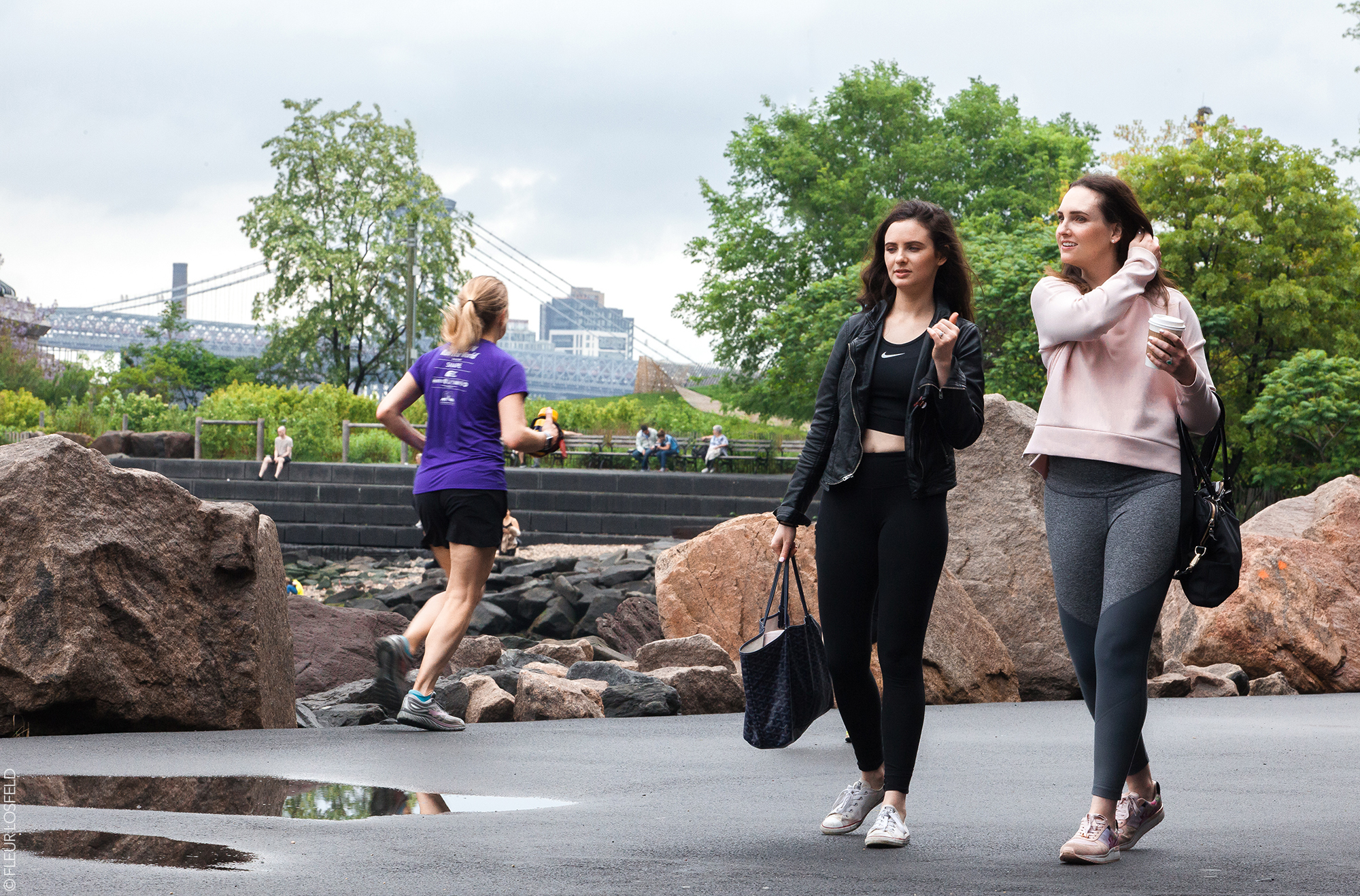 Two women walking in Brooklyn