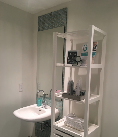 Inside the washroom of a Barre Fitness studio in Vancouver