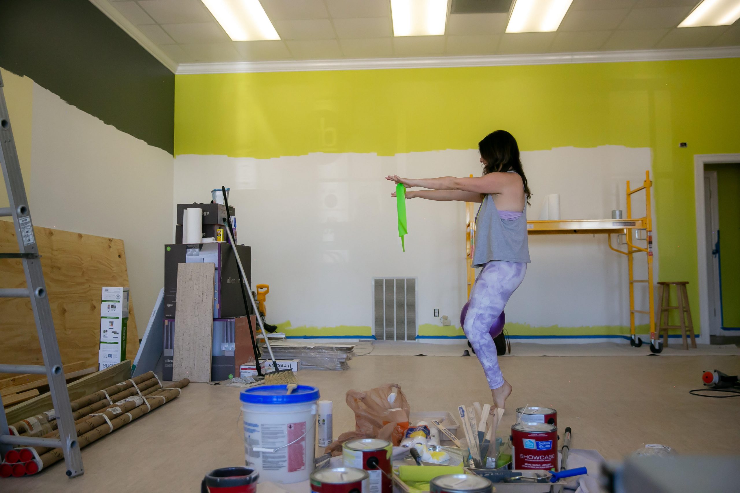 Neighborhood Barre Baton Rouge's Jessie Morgan Gerace does a barre exercise in her pre-construction barre studio.