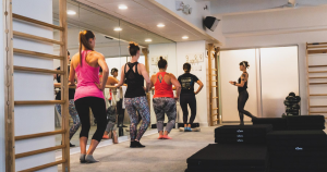Students at The Bar Method's Rittenhouse location exercising.
