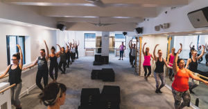 Students at The Bar Method's Rittenhouse location exercising.