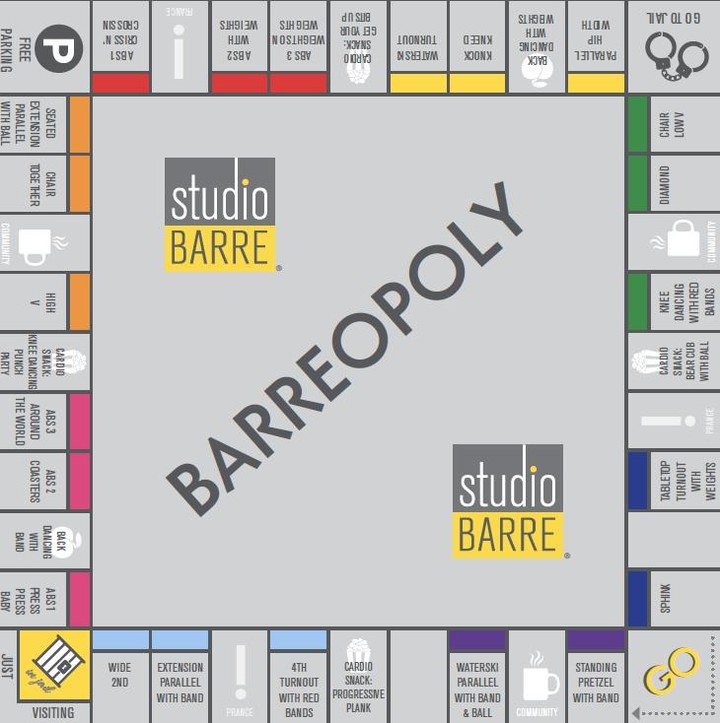 A barreopoly board game post from Studio Barre James Island.