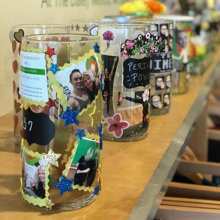 Decorated jars from the Dailey Duo challenge at The Dailey Method in Colleyville.